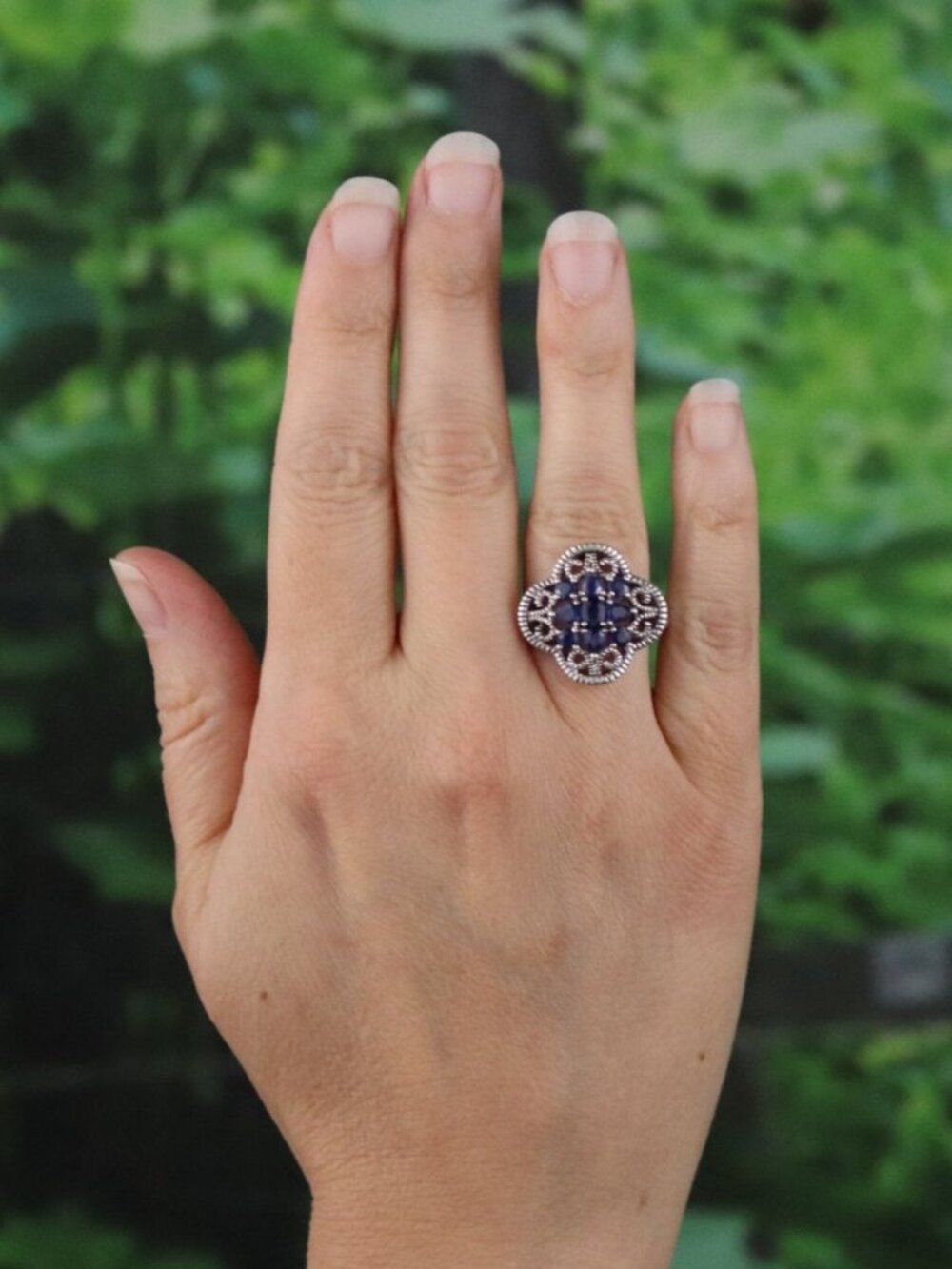 Sterling Silver Natural Blue Sapphire Ring Size 7 - Picture 3 of 7